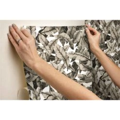 Roommates Tan Palm Peel & Stick Wallpaper -Roommates Tan Palm Peel Stick Wallpaper by RoomMates for York Wallcoverings 3