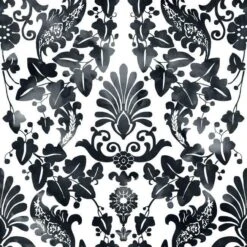 Roommates Vine Damask Peel & Stick Wallpaper In Black