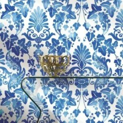 Roommates Vine Damask Peel & Stick Wallpaper In Blue -Roommates VineDamaskPeel StickWallpaperinBluebyRoomMatesforYorkWallcoverings 3