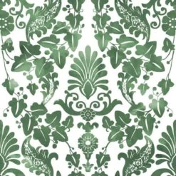 Roommates Vine Damask Peel & Stick Wallpaper In Green