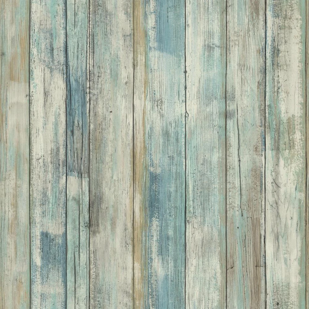 Roommates Weathered Planks Peel & Stick Wallpaper In Blue